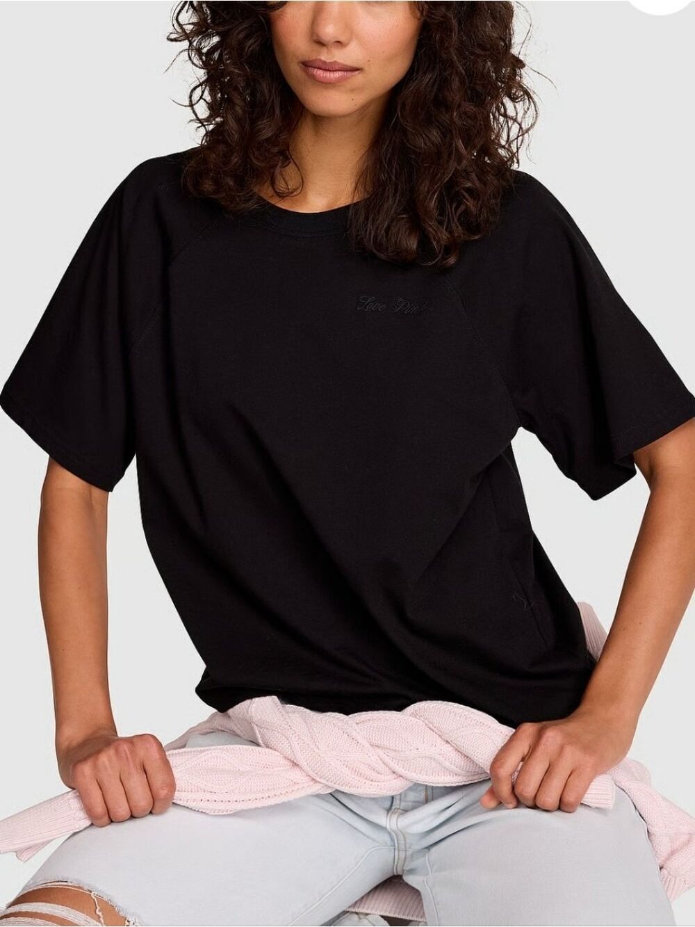 VS PINK Campus Cotton Raglan Tee Sz LG NWT